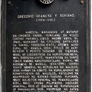 Gregorio Araneta y Soriano historical marker
