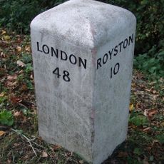 Milestone, Old North Road, N of Longstowe, near Home Wood