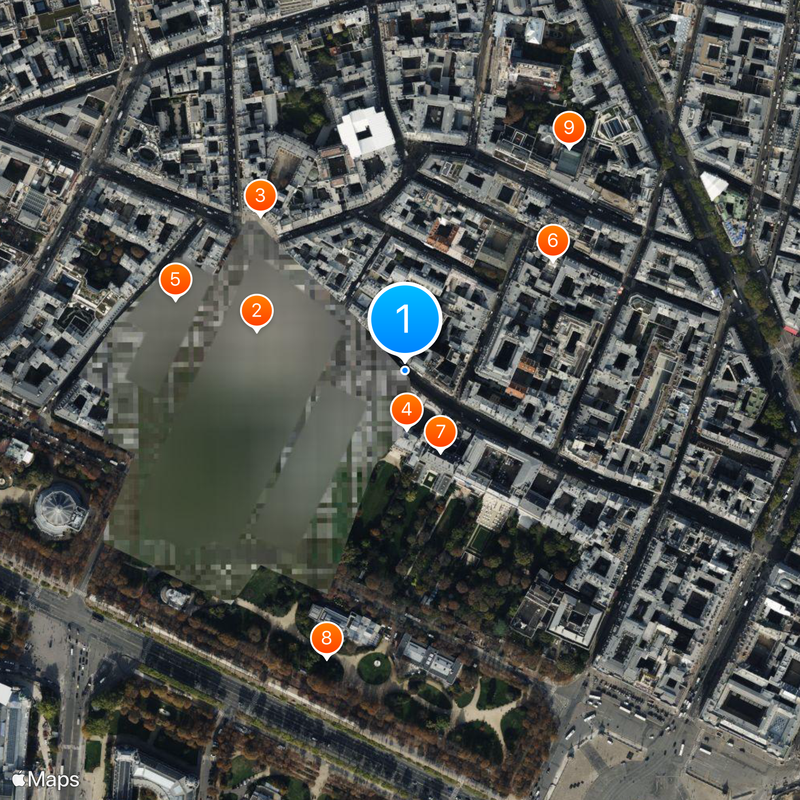 Rue du Faubourg-Saint-Honoré Mappa