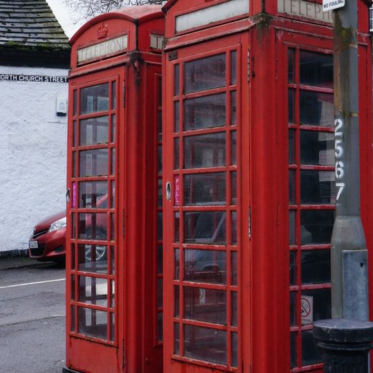 2 K6 telephone kiosks at corner of Buxton Road and North Church Street
