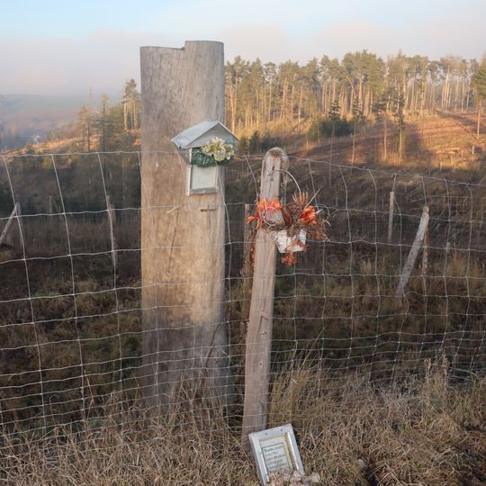 Kříž v lese u cesty severně od Střížova