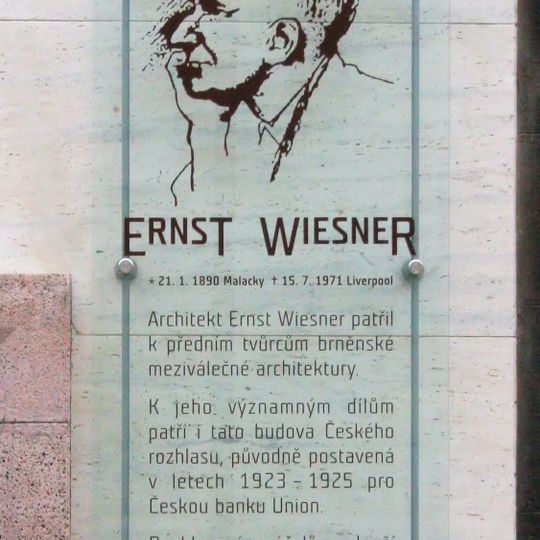 Plaque of Ernst Wiesner in Brno