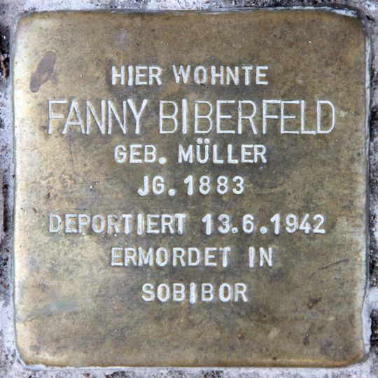 Stolperstein dedicated to Fanny Biberfeld
