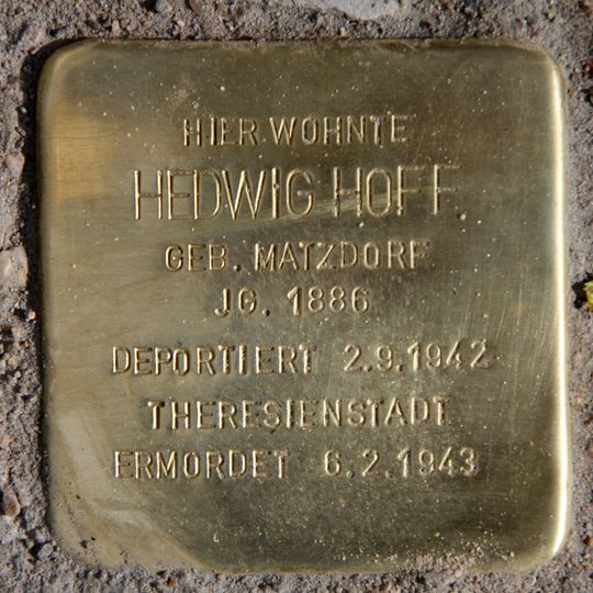Stolperstein dedicated to Hedwig Hoff