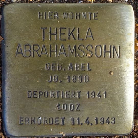 Stolperstein en memoria de Thekla Abrahamssohn