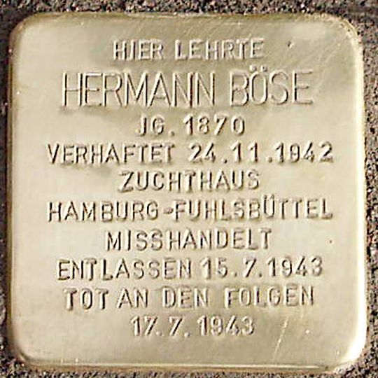 Stolperstein dedicated to Hermann Böse