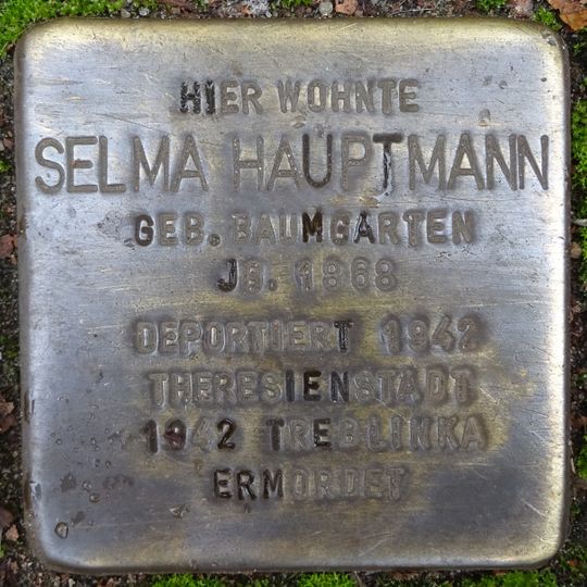 Stolperstein dedicated to Selma Hauptmann