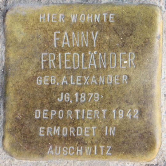 Stolperstein dedicated to Fanny Friedländer
