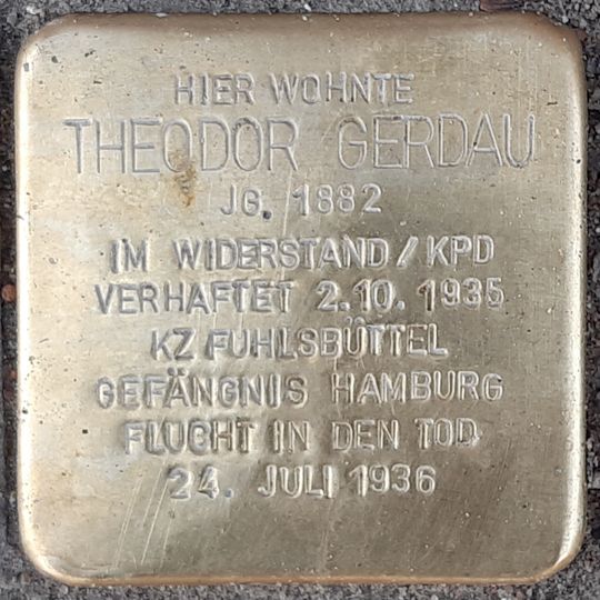 Stolperstein dedicated to Theodor Gerdau