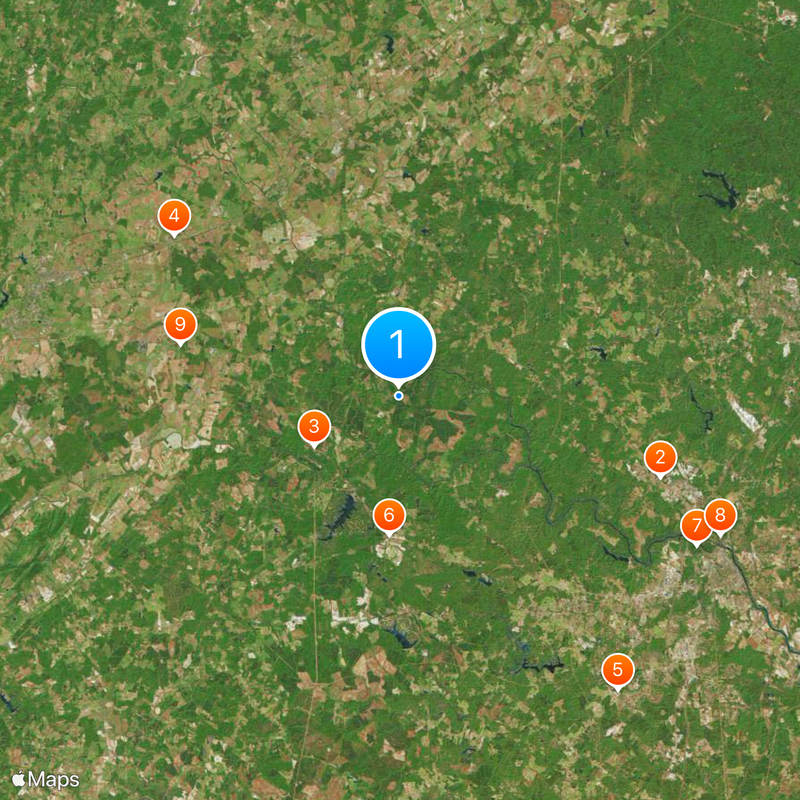 Piedmont region of Virginia Map