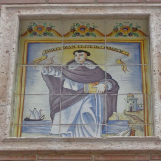 Ceramic panel of Saint Vincent Ferrer at Salvador Torrent street