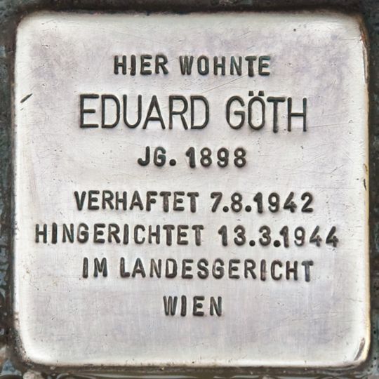 Stolperstein dedicated to Eduard Göth