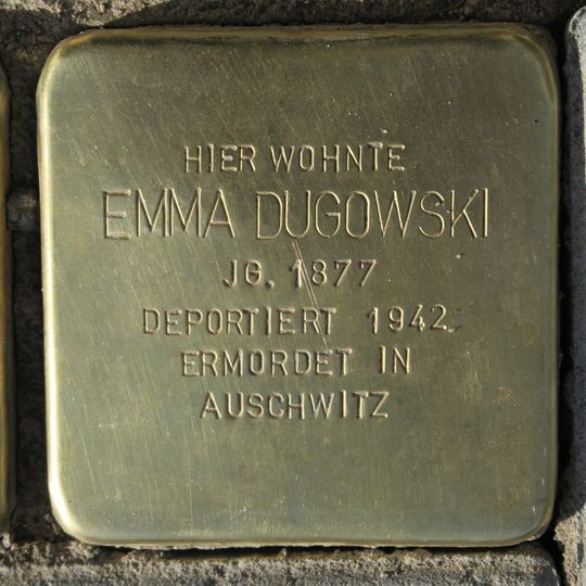 Stolperstein dedicated to Emma Dugowski