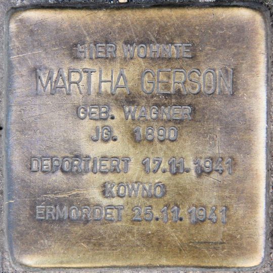 Stolperstein dedicated to Martha Gerson