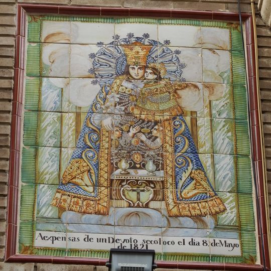 Ceramic panel of Our Lady of the Forsaken at Sant Cristòfol street