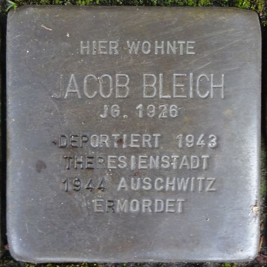 Stolperstein dedicated to Jacob Bleich