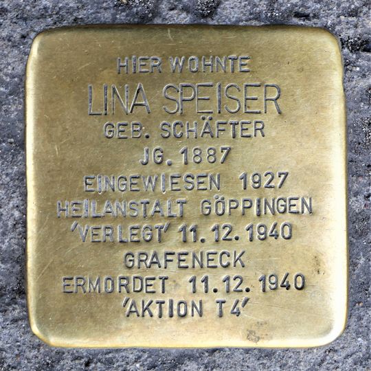 Stolperstein en memoria de Lina Speiser