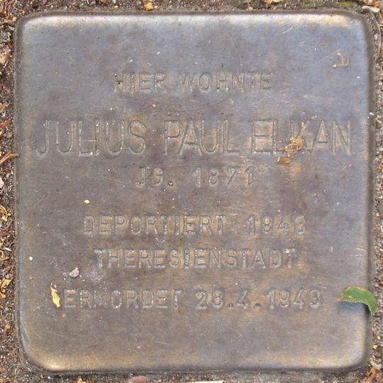 Stolperstein dedicated to Julius Paul Elkan