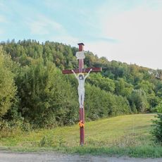 Dřevěný kříž v Rudě nad Moravou na okraji obce