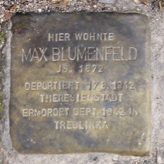 Stolperstein dedicated to Max Blumenfeld