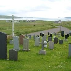 Cille Bharra, church, two chapels, and seven grave markers, Barra