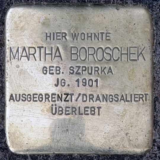 Stolperstein dedicated to Martha Boroschek