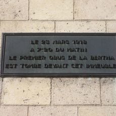 Plaque commemorating the first strike of the "Paris Gun", 23ᵗʰ March, 1918