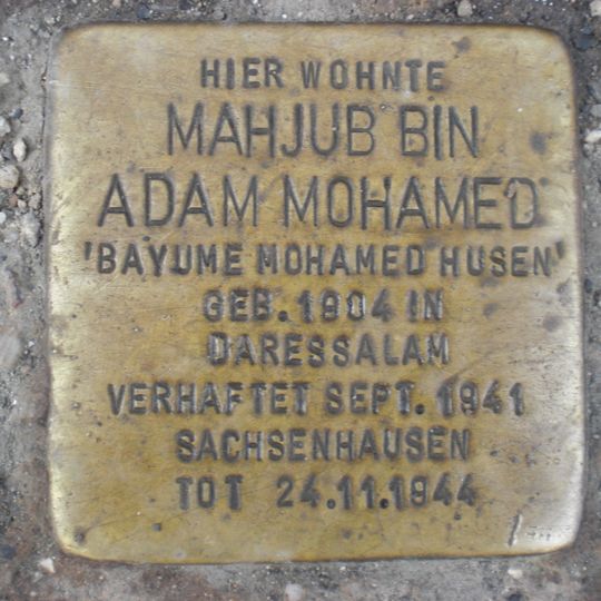 Stolperstein en memoria de Bayume Mohamed Husen