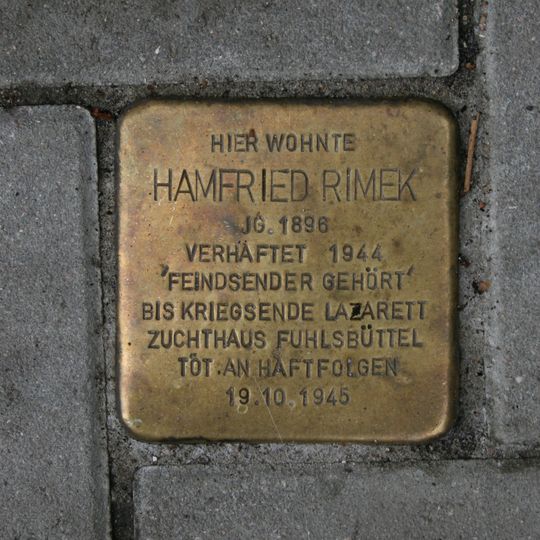 Stolperstein à la mémoire de Hamfried Rimek