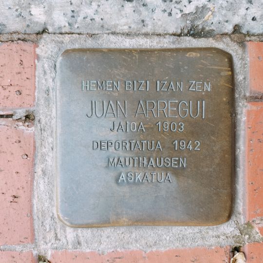 Stolperstein dedicated to Juan Arregi Olano