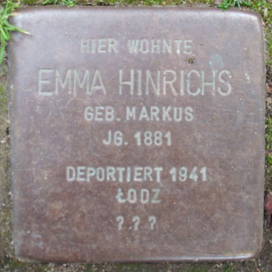 Stolperstein dedicated to Emma Hinrichs