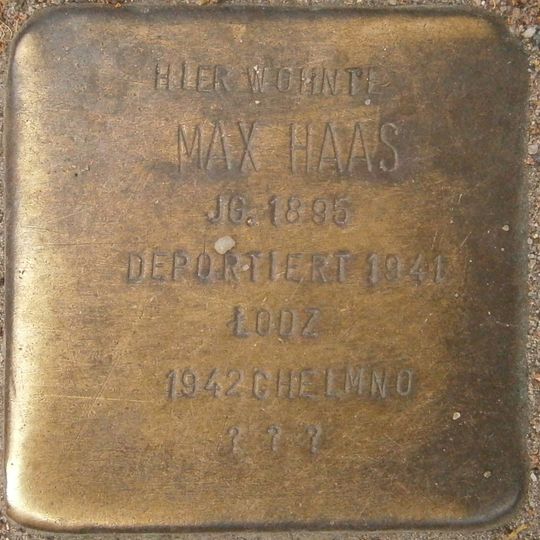 Stolperstein dedicated to Max Haas