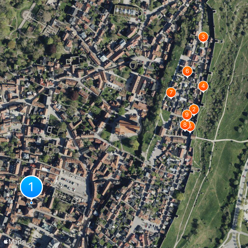 City wall of Visby Map