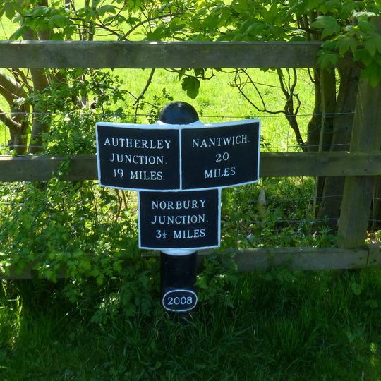 Milepost Shropshire Union Canal 3.5 Miles To North Of Norbury Junction
