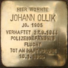 Stolperstein dedicated to Johann Ollik