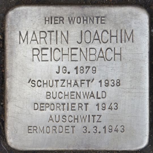 Stolperstein dedicated to Martin Joachim Reichenbach