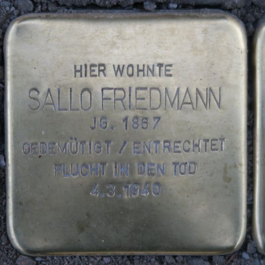 Stolperstein dedicated to Sallo Friedmann