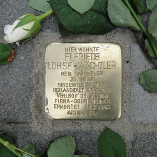 Stolperstein dedicated to Elfriede Lohse-Wächtler