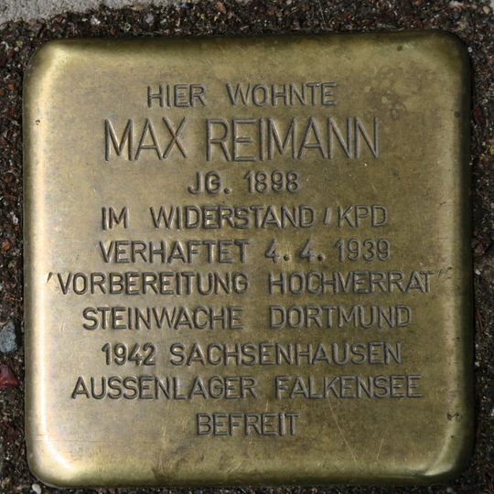 Stolperstein dedicated to Max Reimann