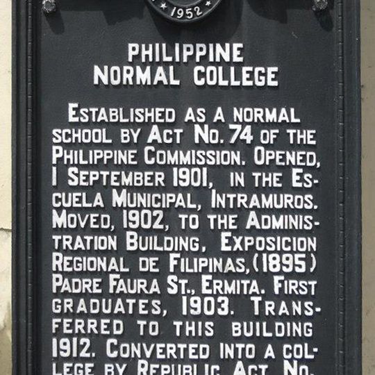 Philippine Normal College historical marker
