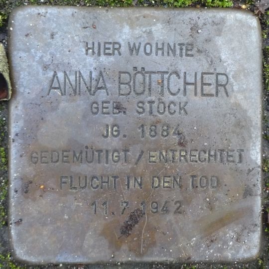 Stolperstein dedicated to Anna Böttcher