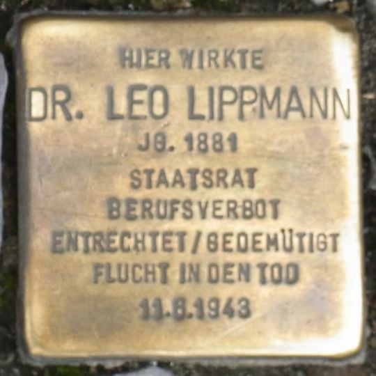 Stolperstein dedicated to Leo Lippmann