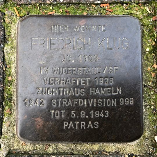 Stolperstein en memoria de Friedrich Klug