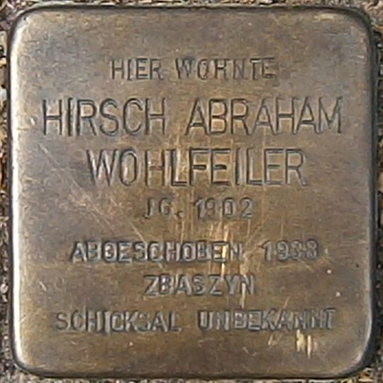 Stolperstein en memoria de Hirsch Abraham Wohlfeiler