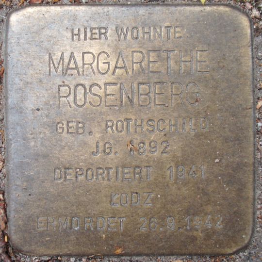 Stolperstein dedicated to Margarethe Rosenberg