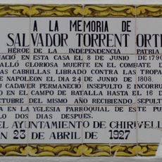 Ceramic panel to Salvador Torrent Ortí in Xirivella