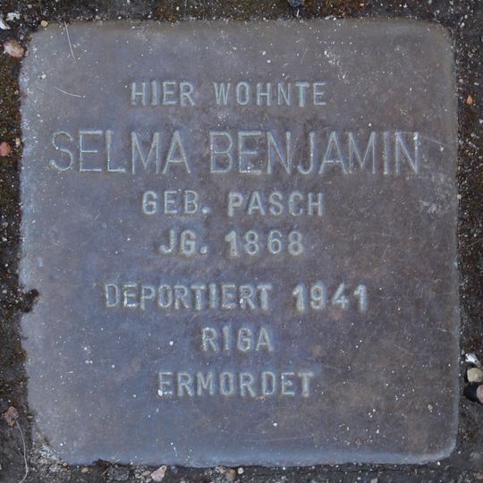 Stolperstein dedicated to Selma Benjamin