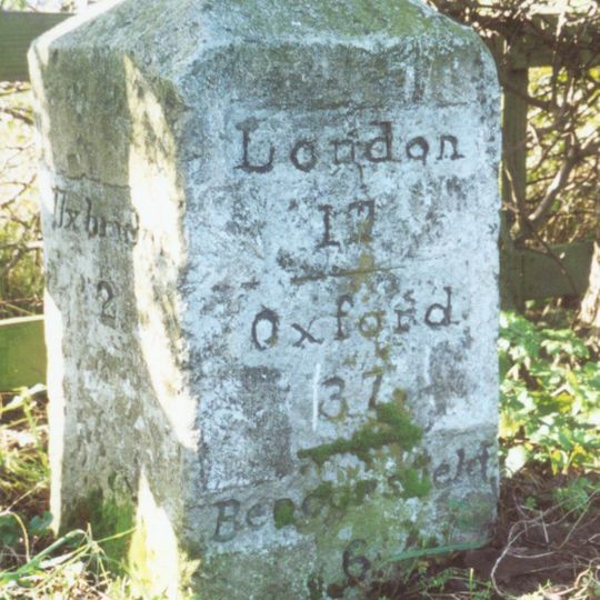 Milestone, Oxford Road; Denham Green by traffic lights, at jct. with A412 to Rickmansworth