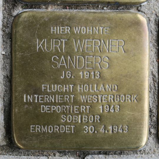 Stolperstein dedicated to Kurt Werner Sanders