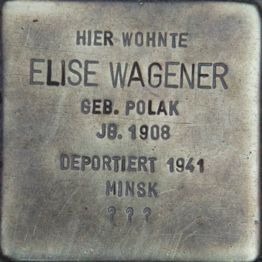 Stolperstein dedicated to Elise Wagener